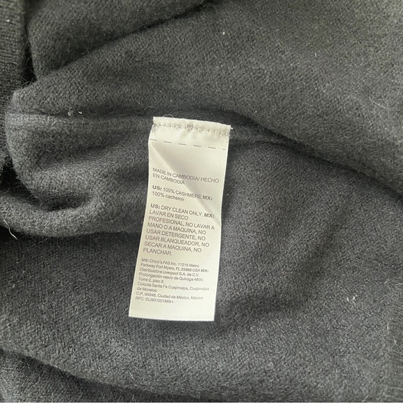 NWT Chico's Elegant Relaxed Black V-Neck 100% Cashmere Sweater Women’s XL - Picture 7 of 9
